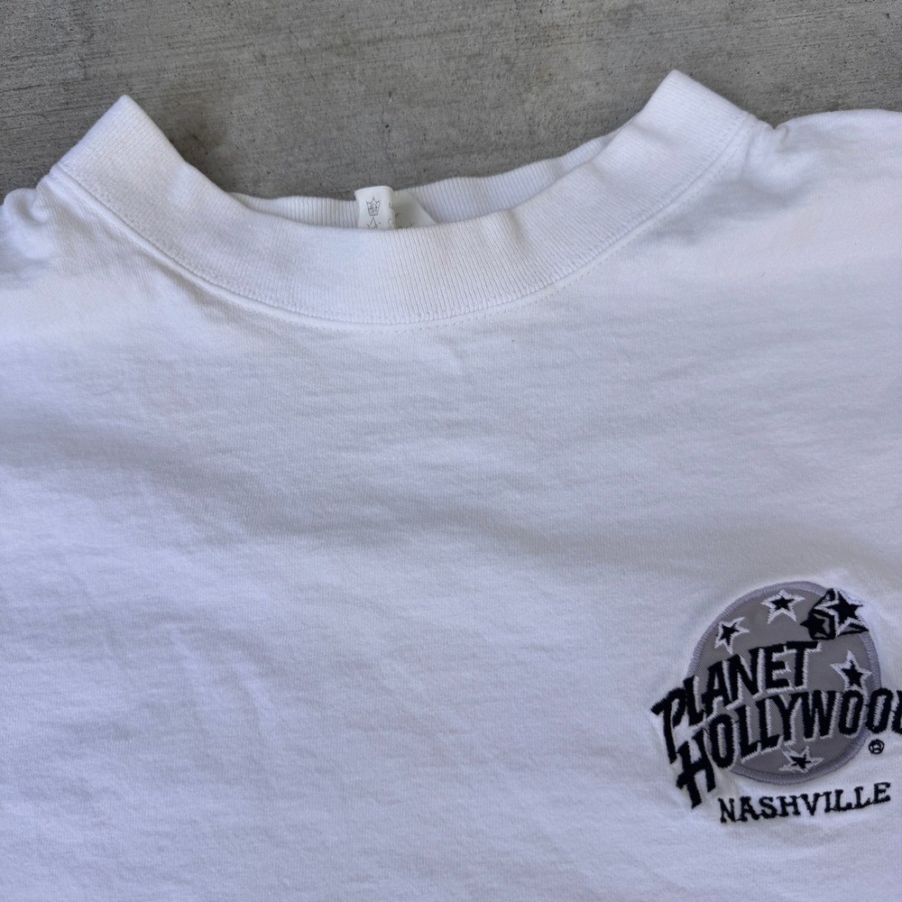 Vintage Planet Hollywood Nashville T-Shirt Mens XL White 90s Single Stitch USA - Picture 2 of 6